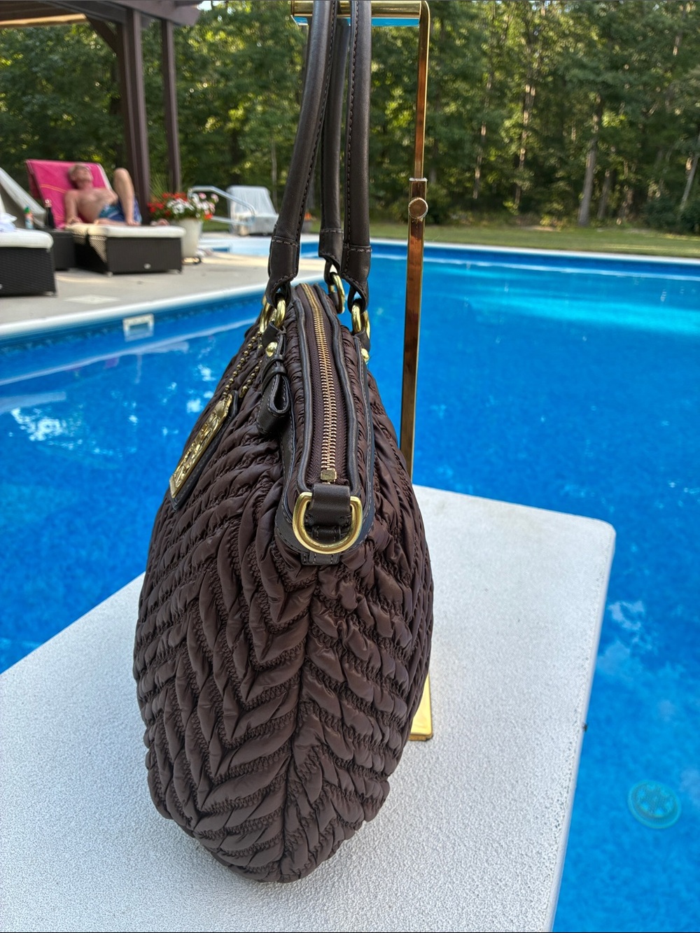 Coach Madison Quilted Chevron Nylon Lindsey Satchel **Limited Edition** - Picture 5 of 10